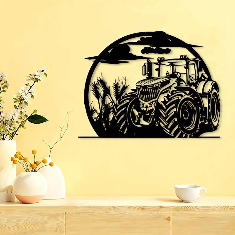 Agriculture Farm House - تمثال جرار ريفي معدني للحائط، نحت